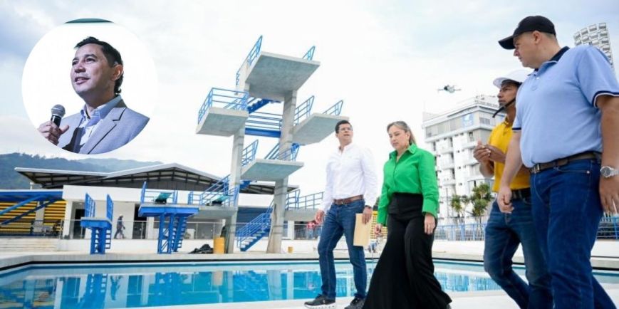 Andrés Hurtado se sube al bus de la inauguración de las piscinas de la 42