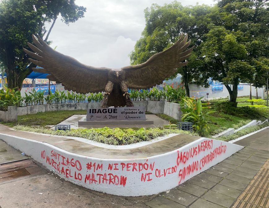 Vandalizan monumento del águila en Ibagué tras solo ocho días de su inauguración